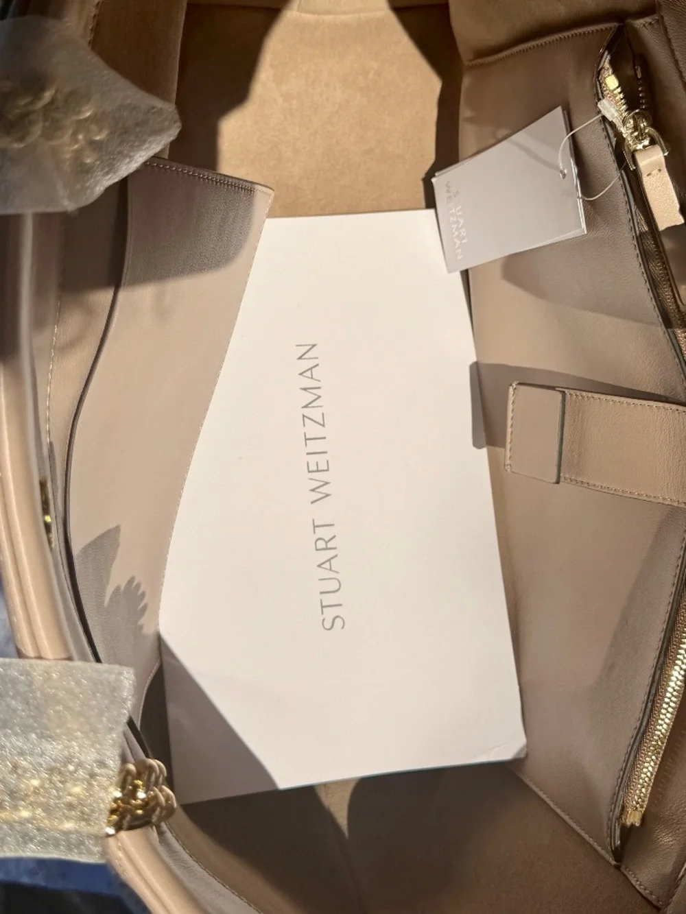 NWT Stuart Weitzman Kira Quilted Goatskin Leather Tote Bag, Rose Pink